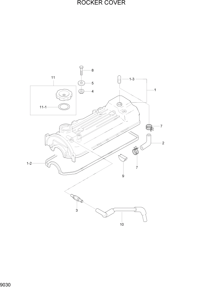 Схема запчастей Hyundai HLF15/HLF18-5 - PAGE 9030 ROCKER COVER ДВИГАТЕЛЬ БАЗА