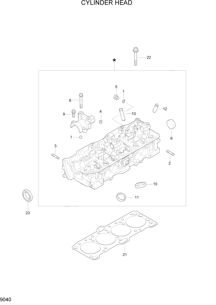 Схема запчастей Hyundai HLF15/HLF18-5 - PAGE 9040 CYLINDER HEAD ДВИГАТЕЛЬ БАЗА