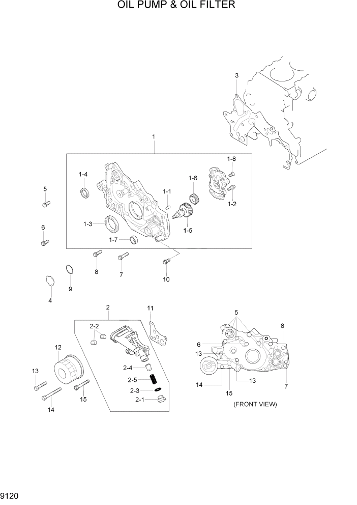 Схема запчастей Hyundai HLF15/HLF18-5 - PAGE 9120 OIL PUMP & OIL FILTER ДВИГАТЕЛЬ БАЗА