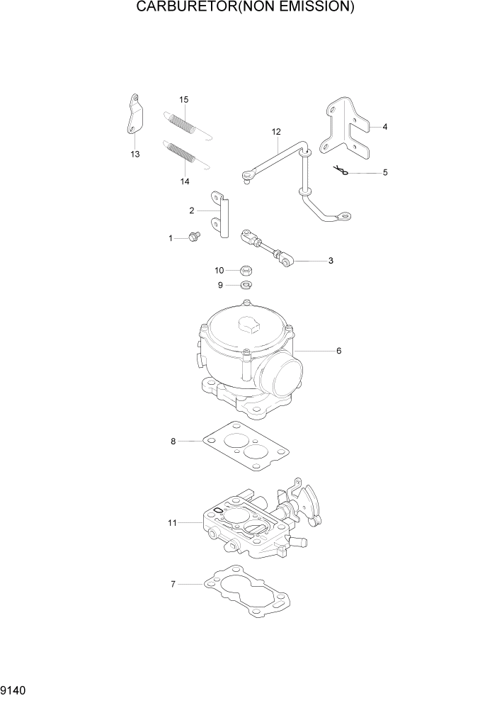 Схема запчастей Hyundai HLF15/HLF18-5 - PAGE 9140 CARBURETOR(NON EMISSION) ДВИГАТЕЛЬ БАЗА