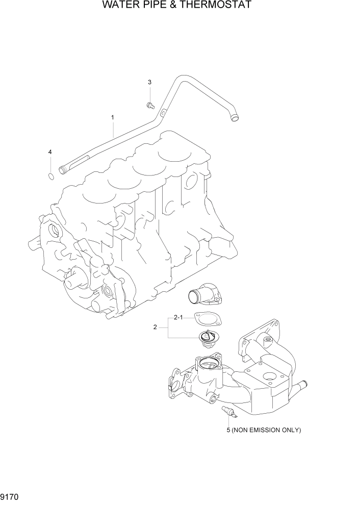 Схема запчастей Hyundai HLF15/HLF18-5 - PAGE 9170 WATER PIPE & THERMOSTAT ДВИГАТЕЛЬ БАЗА