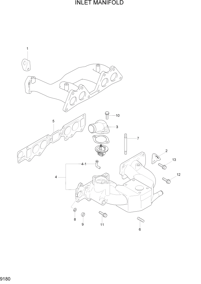 Схема запчастей Hyundai HLF15/HLF18-5 - PAGE 9180 INLET MANIFOLD ДВИГАТЕЛЬ БАЗА