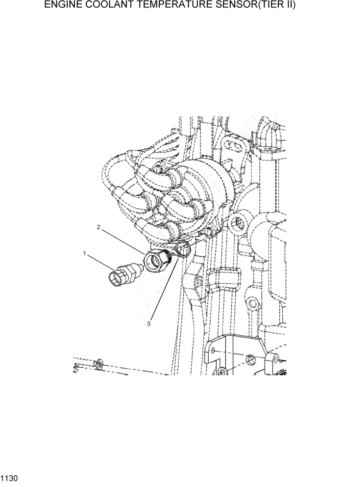 Схема запчастей Hyundai HLF15/HLF18C-5 - PAGE 1130 ENGINE COOLANT TEMP SENSOR(TIER II) СИСТЕМА ДВИГАТЕЛЯ