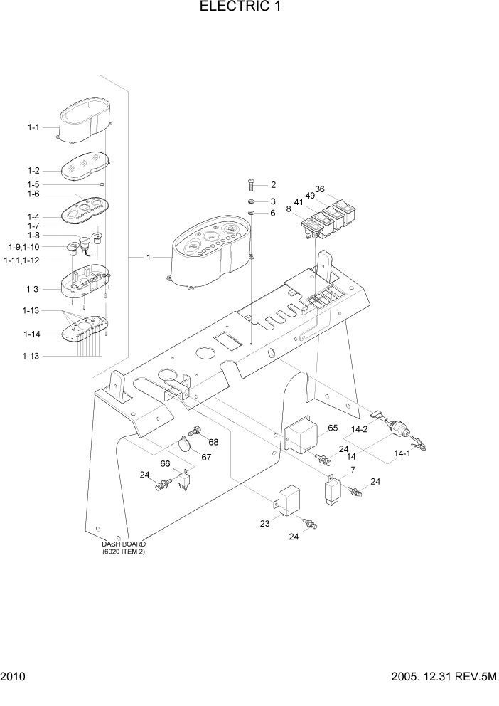 Схема запчастей Hyundai HLF15/HLF18C-5 - PAGE 2010 ELECTRIC 1 ЭЛЕКТРИЧЕСКАЯ СИСТЕМА