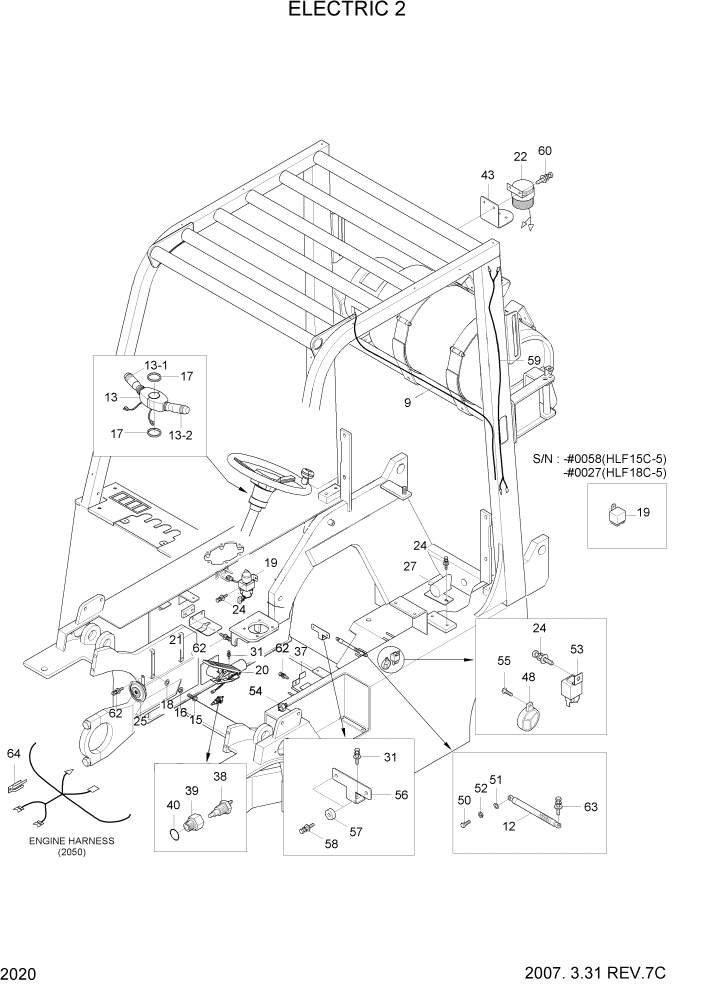 Схема запчастей Hyundai HLF15/HLF18C-5 - PAGE 2020 ELECTRIC 2 ЭЛЕКТРИЧЕСКАЯ СИСТЕМА
