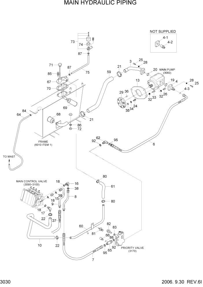 Схема запчастей Hyundai HLF15/HLF18C-5 - PAGE 3030 MAIN HYDRAULIC PIPING ГИДРАВЛИЧЕСКАЯ СИСТЕМА