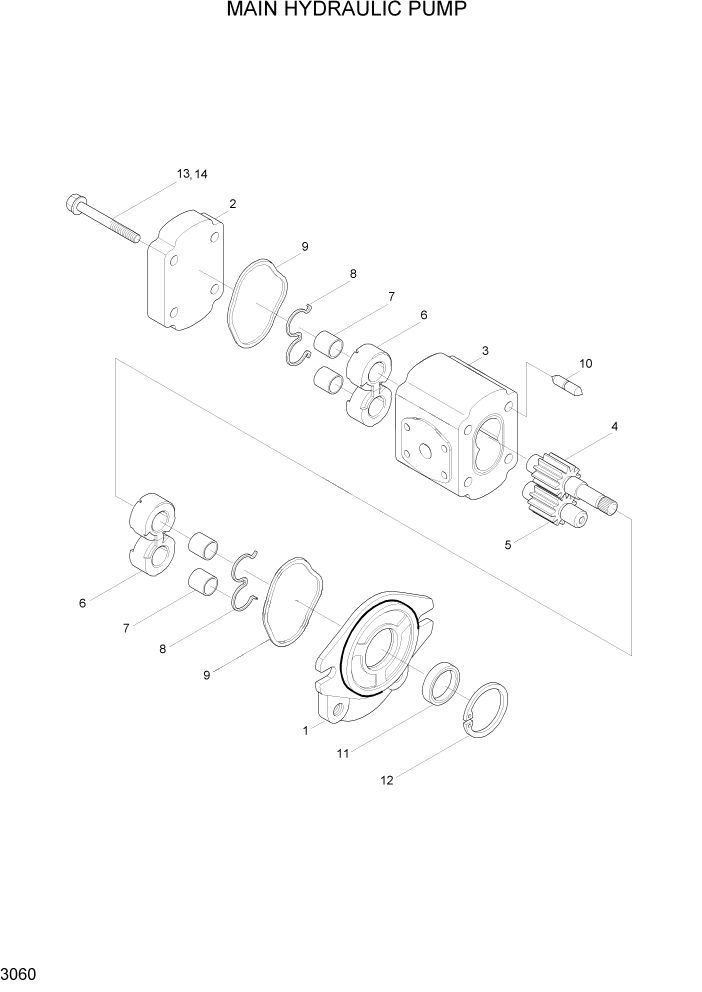 Схема запчастей Hyundai HLF15/HLF18C-5 - PAGE 3060 MAIN HYDRAULIC PUMP ГИДРАВЛИЧЕСКАЯ СИСТЕМА