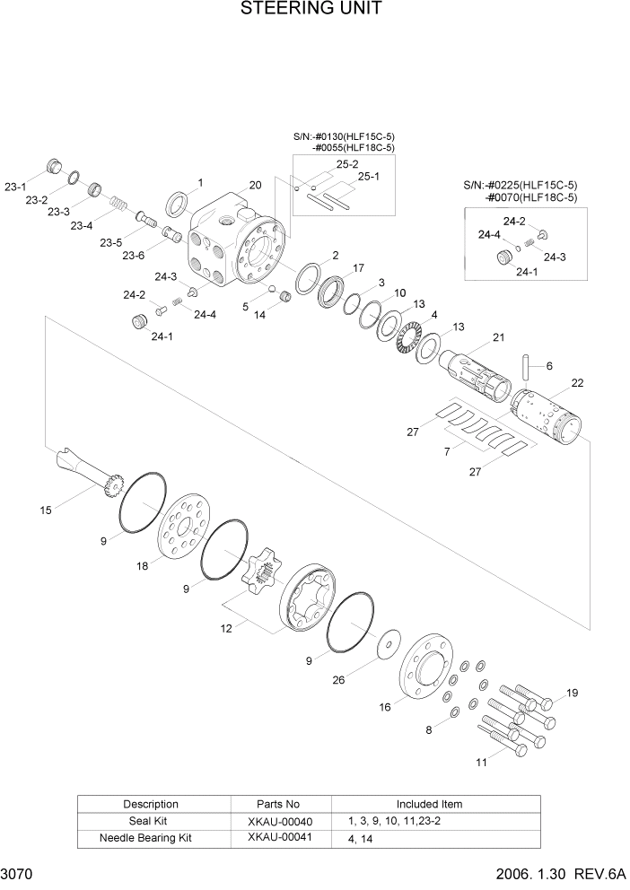 Схема запчастей Hyundai HLF15/HLF18C-5 - PAGE 3070 STEERING UNIT ГИДРАВЛИЧЕСКАЯ СИСТЕМА