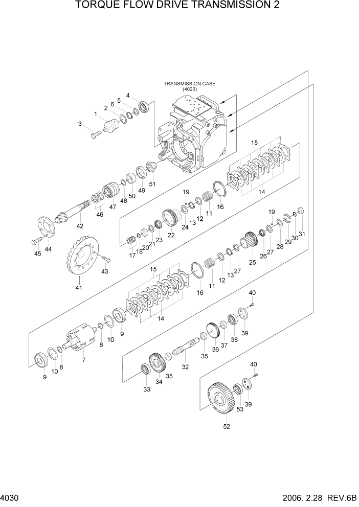 Схема запчастей Hyundai HLF15/HLF18C-5 - PAGE 4030 TORQUE FLOW DRIVE TRANSMISSION 2 СИЛОВАЯ СИСТЕМА