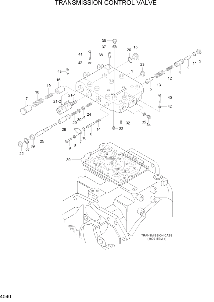 Схема запчастей Hyundai HLF15/HLF18C-5 - PAGE 4040 TRANSMISSION CONTROL VALVE СИЛОВАЯ СИСТЕМА