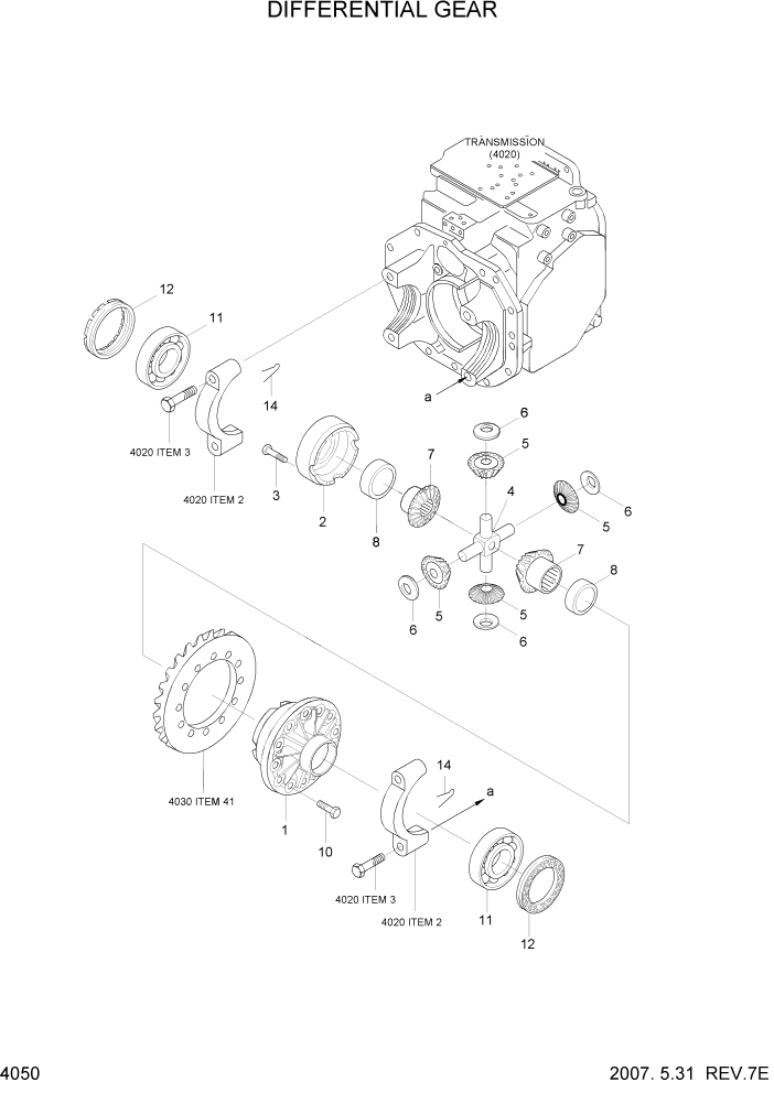 Схема запчастей Hyundai HLF15/HLF18C-5 - PAGE 4050 DIFFERENTIAL GEAR СИЛОВАЯ СИСТЕМА