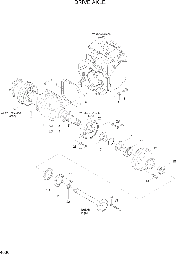 Схема запчастей Hyundai HLF15/HLF18C-5 - PAGE 4060 DRIVE AXLE СИЛОВАЯ СИСТЕМА