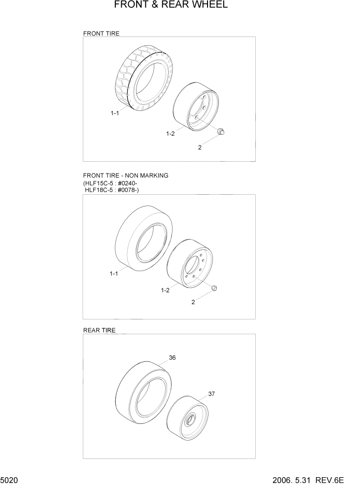 Схема запчастей Hyundai HLF15/HLF18C-5 - PAGE 5020 FRONT & REAR WHEEL СИСТЕМА УПРАВЛЕНИЯ