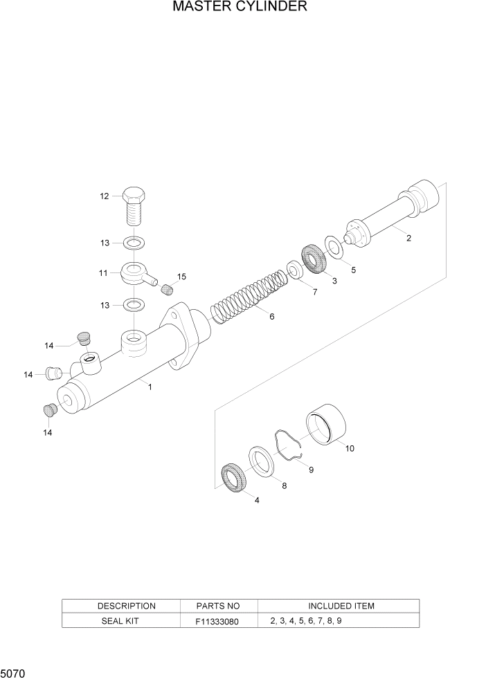 Схема запчастей Hyundai HLF15/HLF18C-5 - PAGE 5070 MASTER CYLINDER СИСТЕМА УПРАВЛЕНИЯ