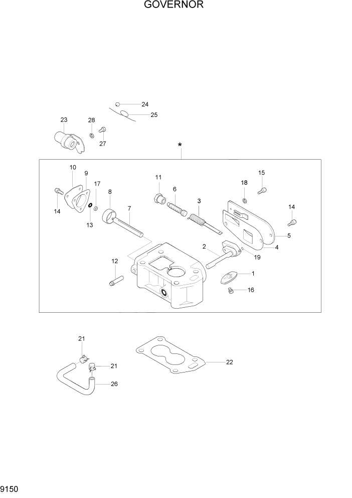 Схема запчастей Hyundai HLF15/HLF18C-5 - PAGE 9150 GOVERNOR ДВИГАТЕЛЬ БАЗА