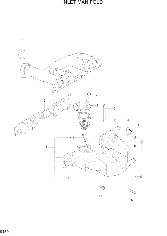 Схема запчастей Hyundai HLF15/HLF18C-5 - PAGE 9180 INLET MANIFOLD ДВИГАТЕЛЬ БАЗА