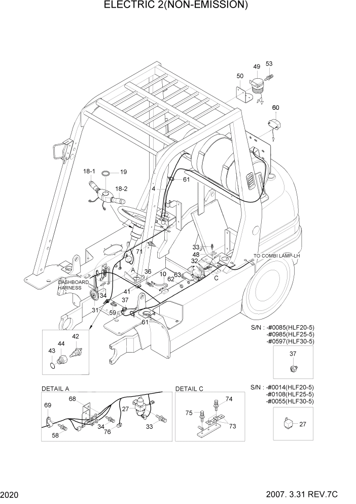 Схема запчастей Hyundai HLF20/HLF25/HLF30-5 - PAGE 2020 ELECTRIC 2(NON-EMISSION) ЭЛЕКТРИЧЕСКАЯ СИСТЕМА