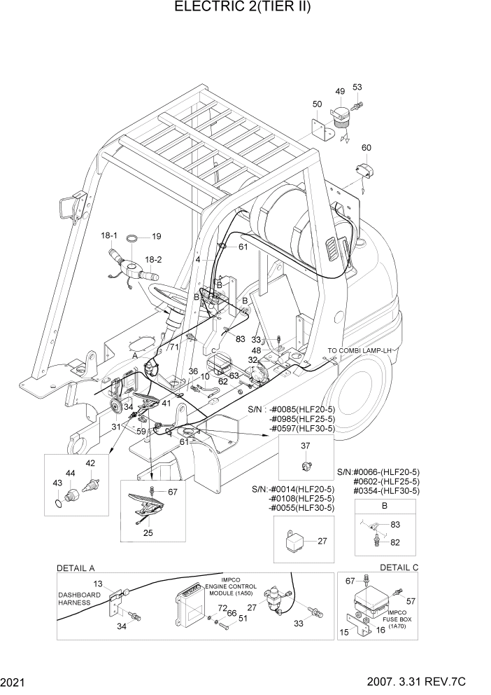 Схема запчастей Hyundai HLF20/HLF25/HLF30-5 - PAGE 2021 ELECTRIC 2(TIER II) ЭЛЕКТРИЧЕСКАЯ СИСТЕМА