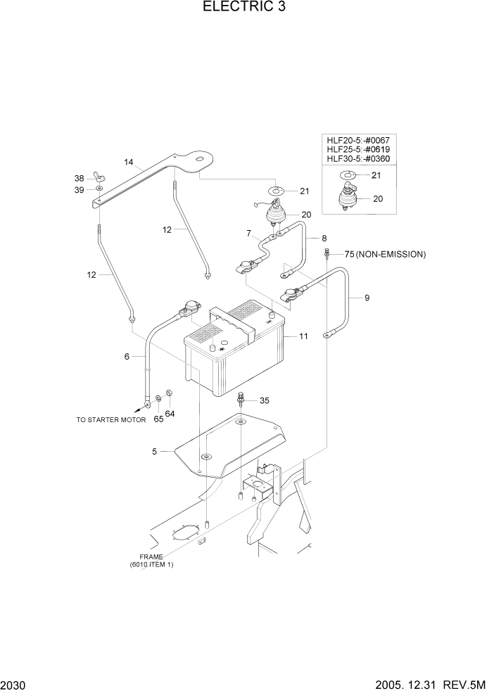 Схема запчастей Hyundai HLF20/HLF25/HLF30-5 - PAGE 2030 ELECTRIC 3 ЭЛЕКТРИЧЕСКАЯ СИСТЕМА