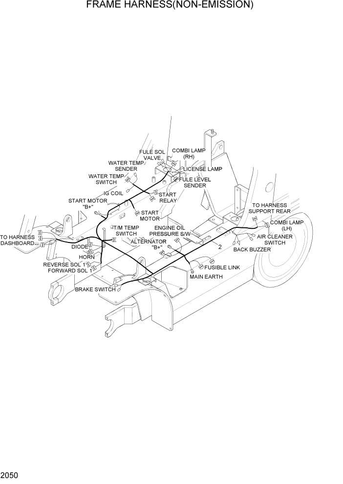 Схема запчастей Hyundai HLF20/HLF25/HLF30-5 - PAGE 2050 FRAME HARNESS(NON-EMISSION) ЭЛЕКТРИЧЕСКАЯ СИСТЕМА