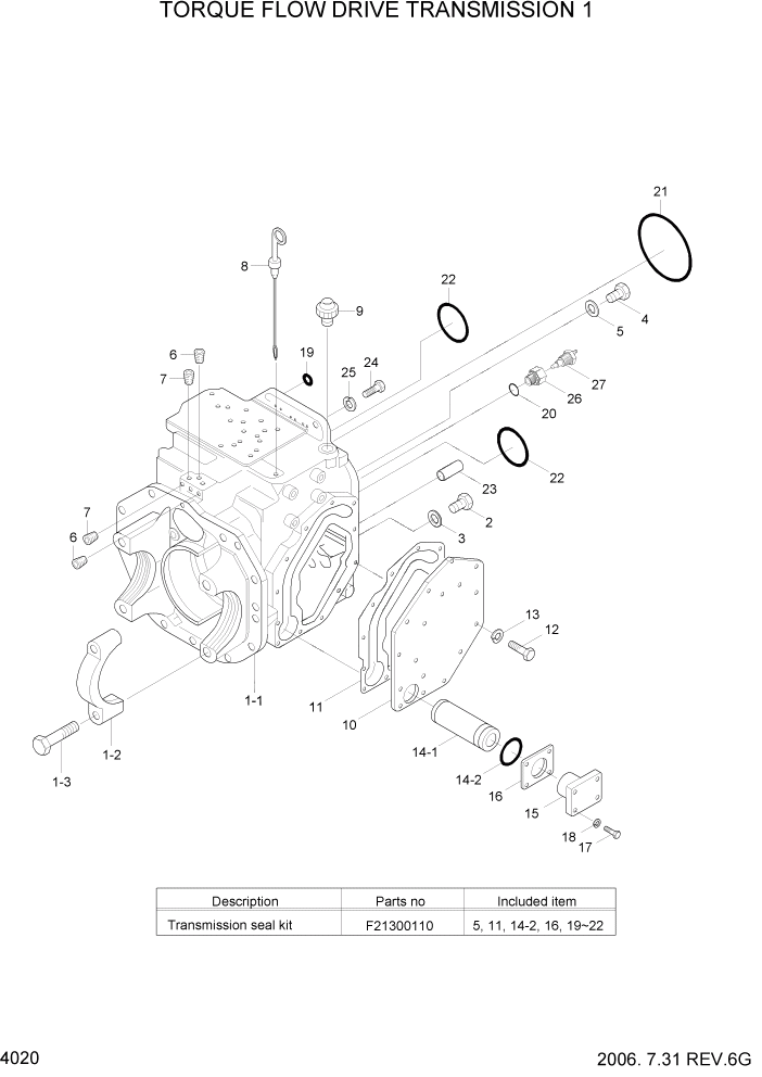 Схема запчастей Hyundai HLF20/HLF25/HLF30-5 - PAGE 4020 TORQUE FLOW DRIVE TRANSMISSION 1 СИЛОВАЯ СИСТЕМА