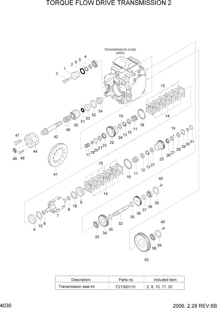 Схема запчастей Hyundai HLF20/HLF25/HLF30-5 - PAGE 4030 TORQUE FLOW DRIVE TRANSMISSION 2 СИЛОВАЯ СИСТЕМА