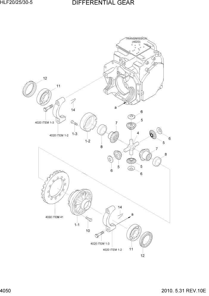 Схема запчастей Hyundai HLF20/HLF25/HLF30-5 - PAGE 4050 DIFFERENTIAL GEAR СИЛОВАЯ СИСТЕМА