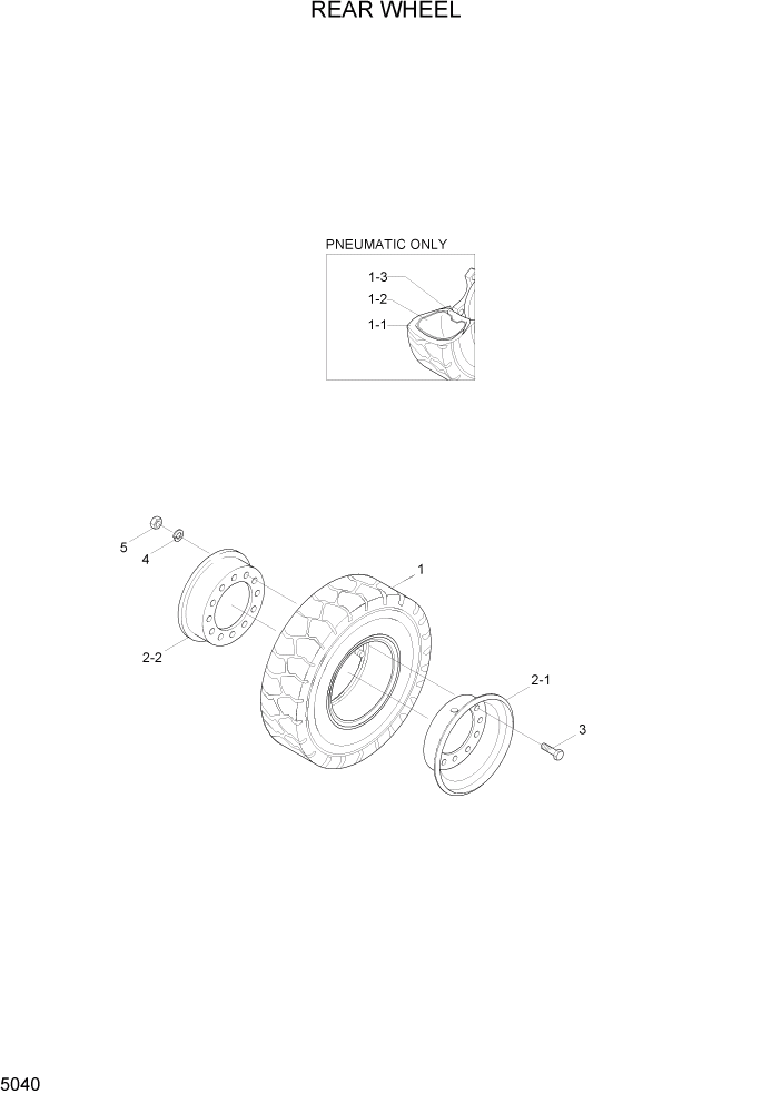 Схема запчастей Hyundai HLF20/HLF25/HLF30-5 - PAGE 5040 REAR WHEEL СИСТЕМА УПРАВЛЕНИЯ