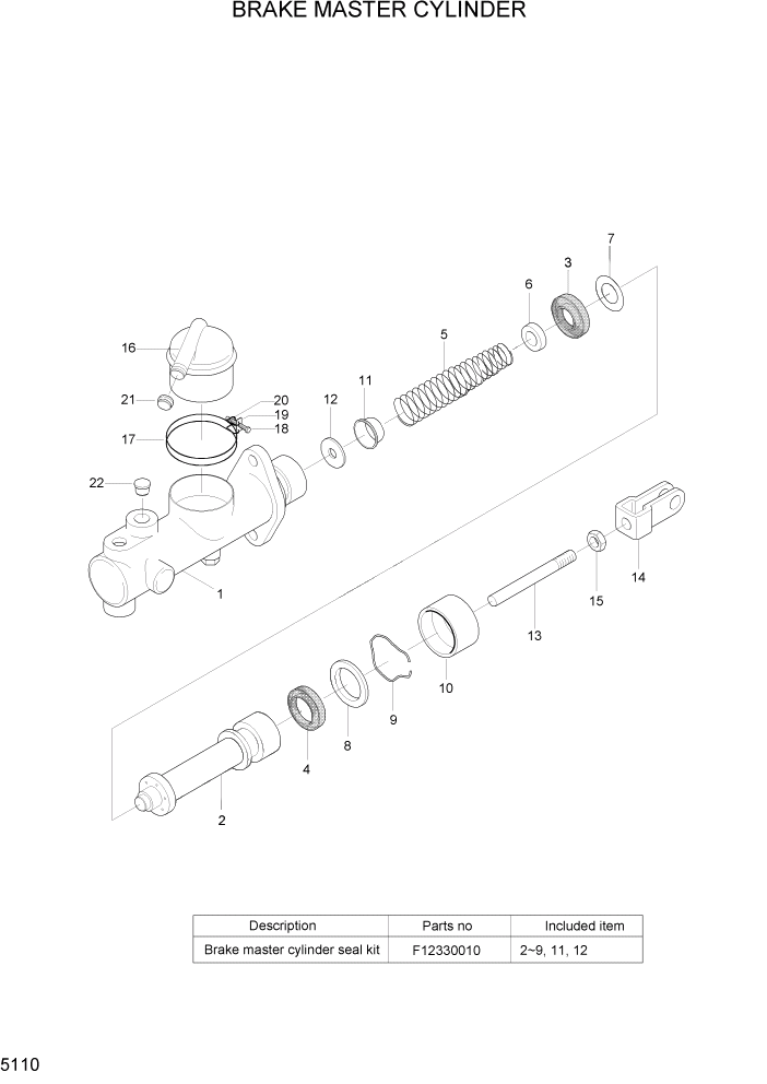 Схема запчастей Hyundai HLF20/HLF25/HLF30-5 - PAGE 5110 BRAKE MASTER CYLINDER СИСТЕМА УПРАВЛЕНИЯ