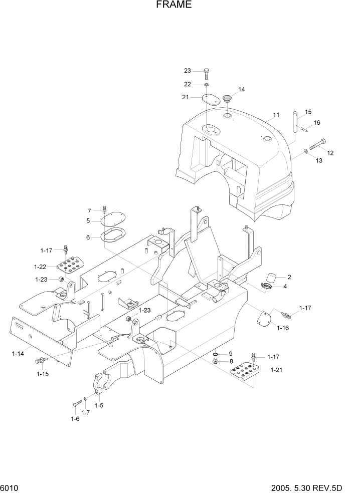 Схема запчастей Hyundai HLF20/HLF25/HLF30-5 - PAGE 6010 FRAME СТРУКТУРА