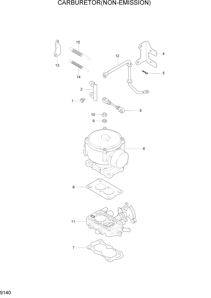 Схема запчастей Hyundai HLF20/HLF25/HLF30-5 - PAGE 9140 CARBURETOR(NON-EMISSION) ДВИГАТЕЛЬ БАЗА