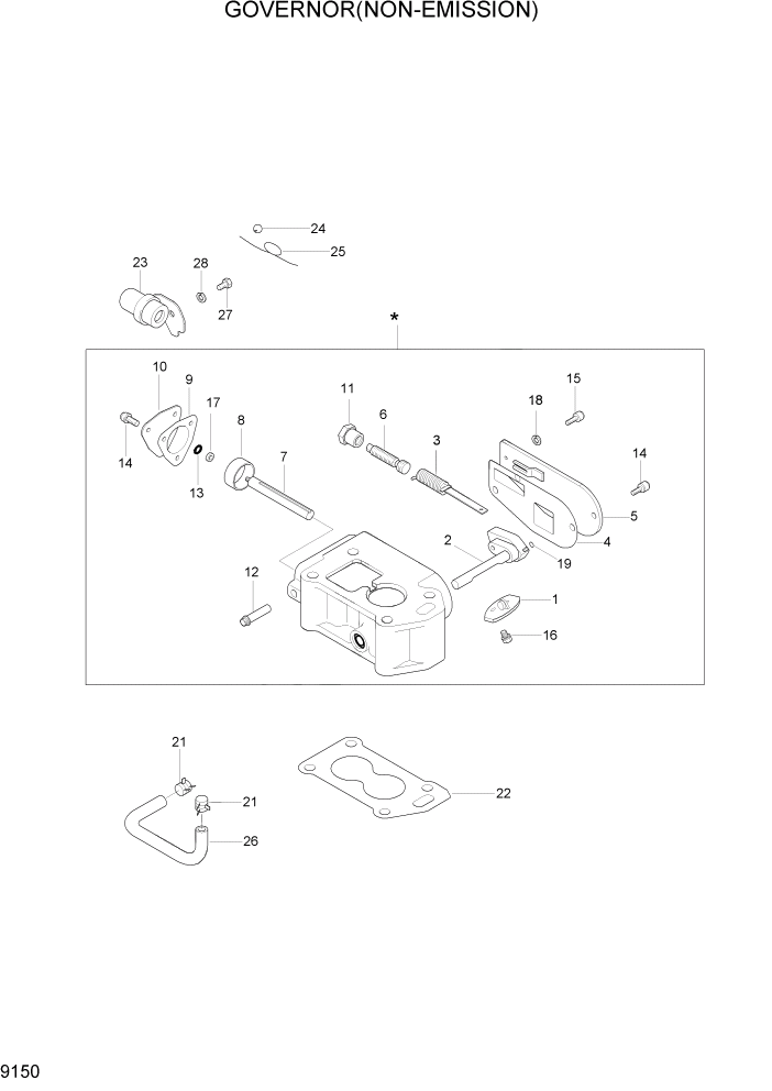 Схема запчастей Hyundai HLF20/HLF25/HLF30-5 - PAGE 9150 GOVERNOR(NON-EMISSION) ДВИГАТЕЛЬ БАЗА