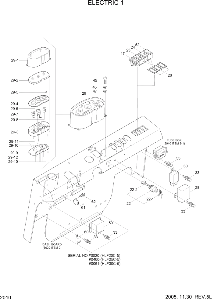 Схема запчастей Hyundai HLF20/HLF25/HLF30C-5 - PAGE 2010 ELECTRIC 1 ЭЛЕКТРИЧЕСКАЯ СИСТЕМА