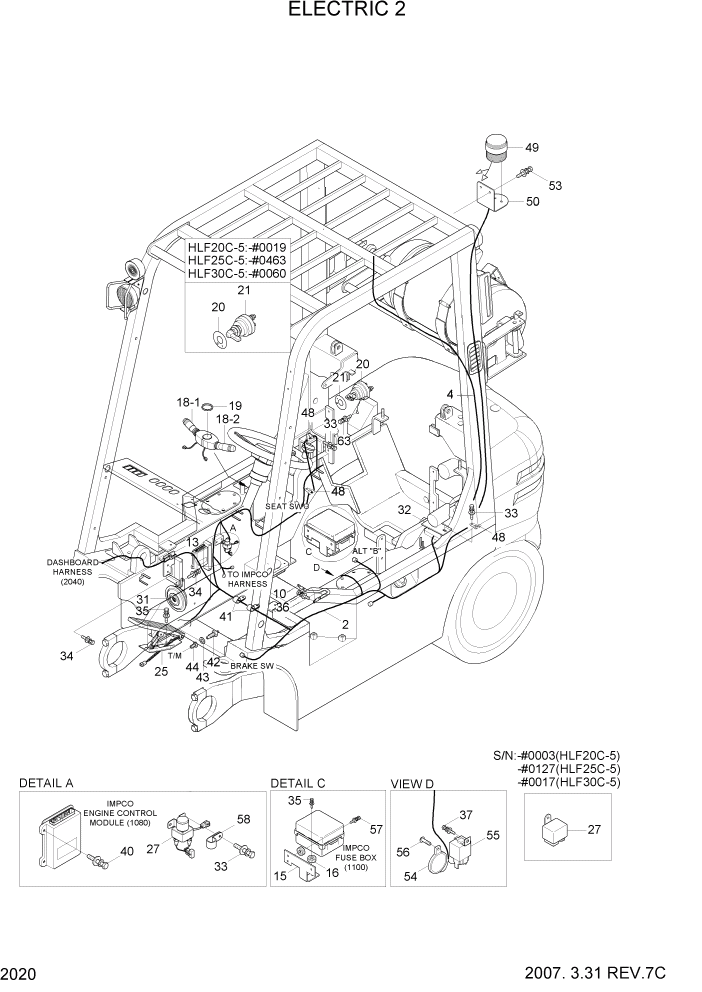 Схема запчастей Hyundai HLF20/HLF25/HLF30C-5 - PAGE 2020 ELECTRIC 2 ЭЛЕКТРИЧЕСКАЯ СИСТЕМА