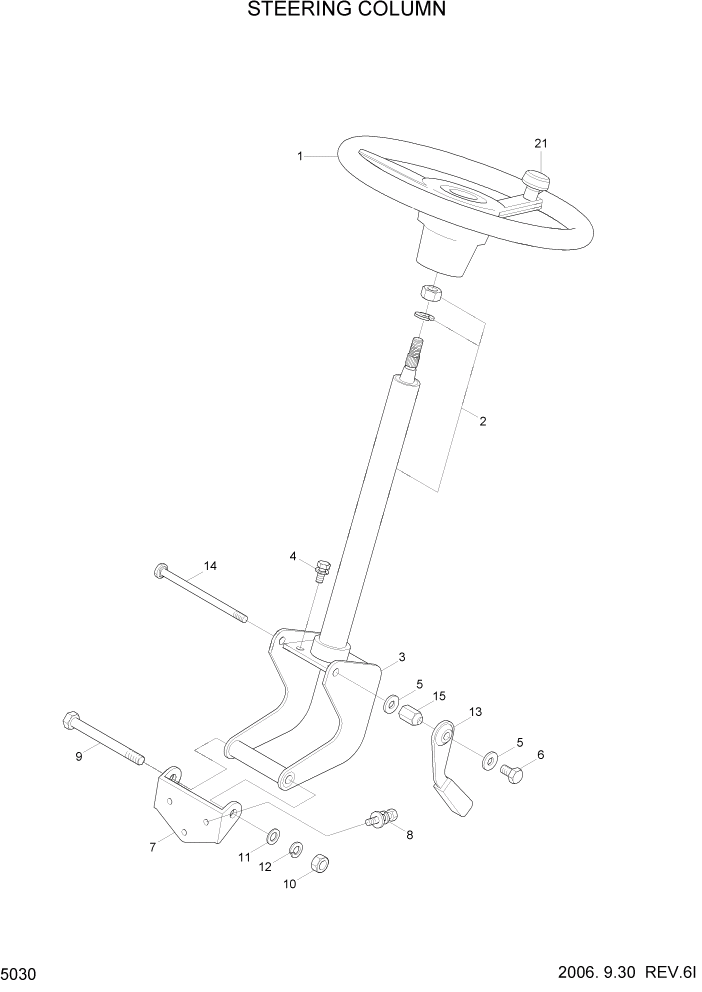 Схема запчастей Hyundai HLF20/HLF25/HLF30C-5 - PAGE 5030 STEERING COLUMN СИСТЕМА УПРАВЛЕНИЯ