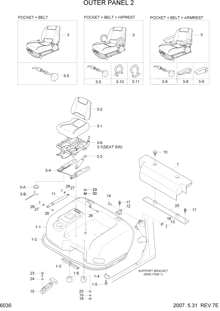 Схема запчастей Hyundai HLF20/HLF25/HLF30C-5 - PAGE 6030 OUTER PANEL 2 СТРУКТУРА