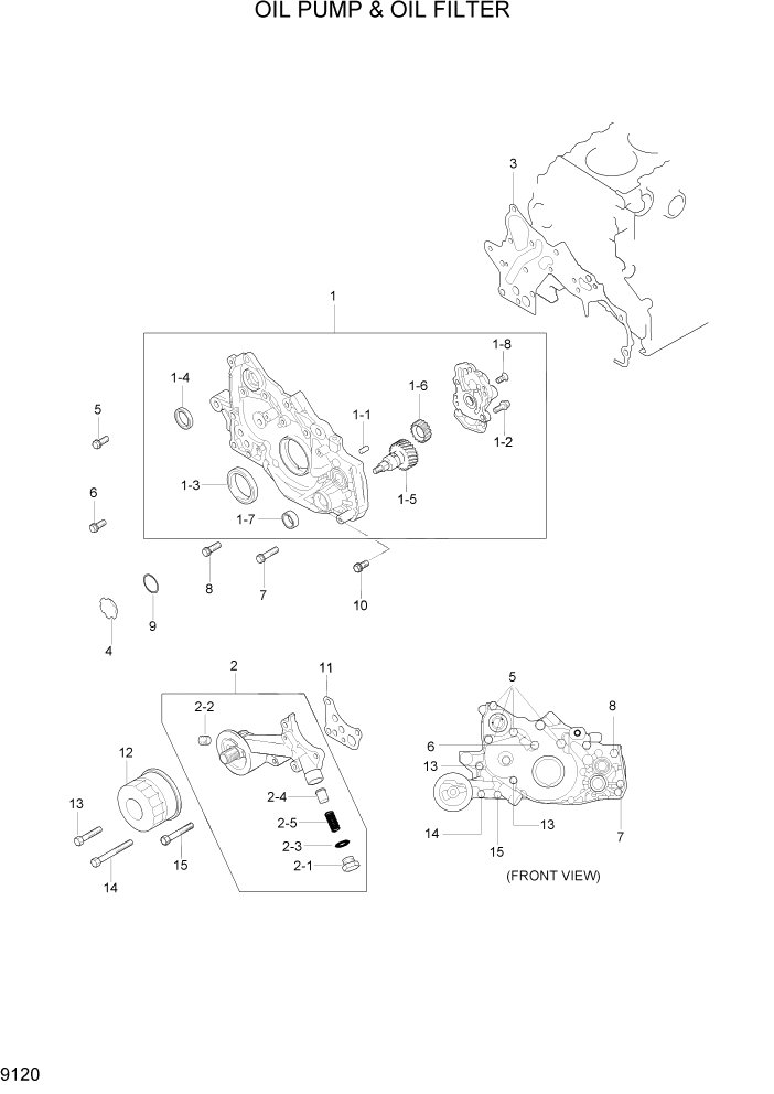Схема запчастей Hyundai HLF20/HLF25/HLF30C-5 - PAGE 9120 OIL PUMP & OIL FILTER ДВИГАТЕЛЬ БАЗА