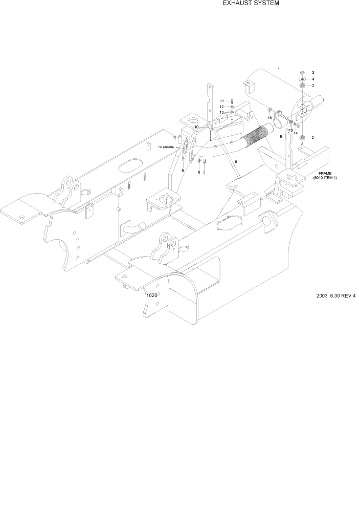 Схема запчастей Hyundai HLF15/HLF18-2 - PAGE 1020 EXHAUST SYSTEM СИСТЕМА ДВИГАТЕЛЯ