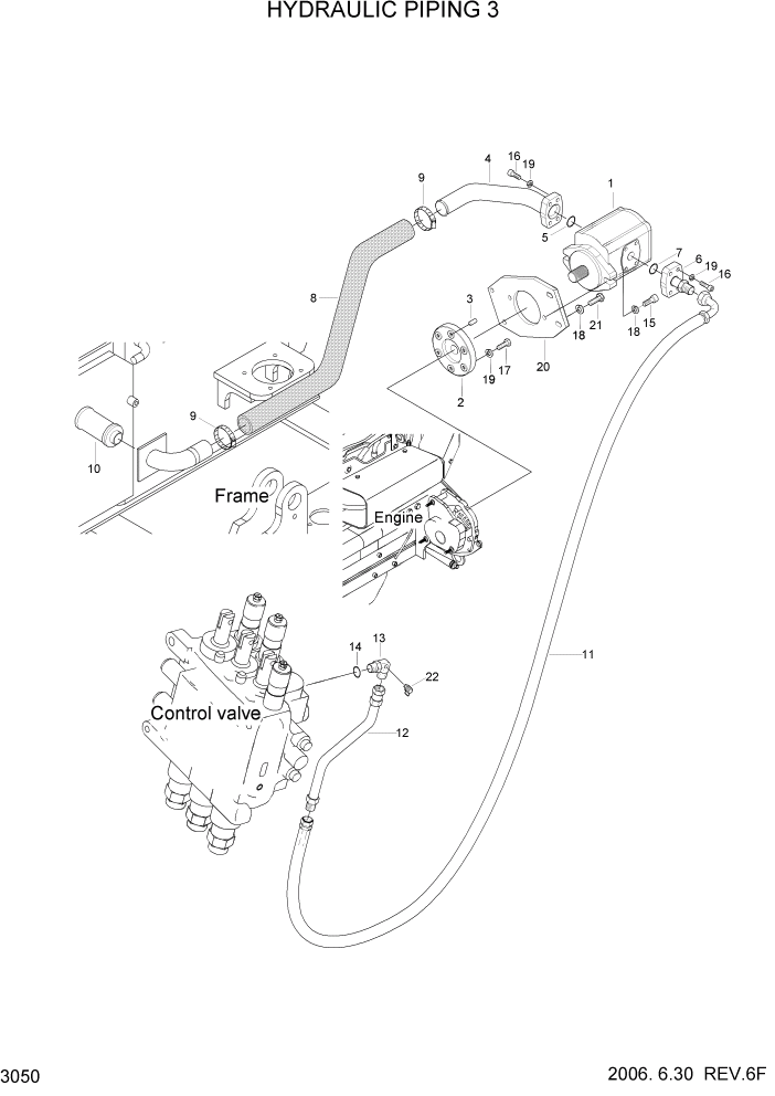 Схема запчастей Hyundai HLF15/HLF18-2 - PAGE 3050 HYDRAULIC PIPING 3 ГИДРАВЛИЧЕСКАЯ СИСТЕМА