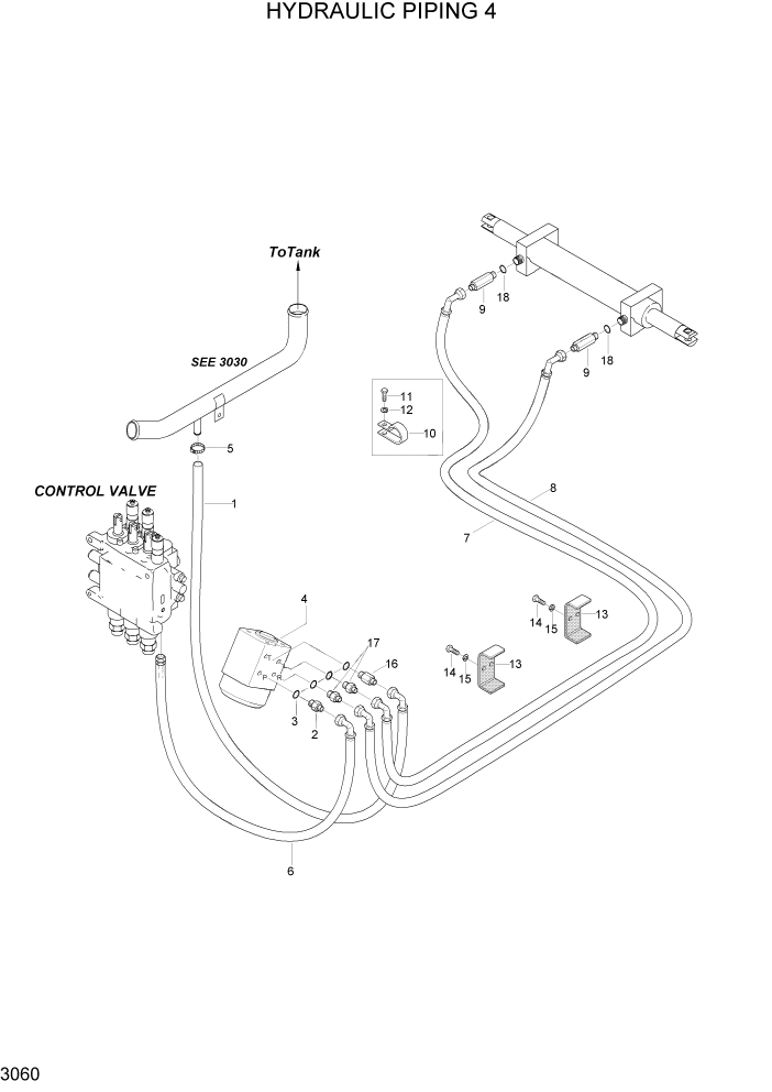 Схема запчастей Hyundai HLF15/HLF18-2 - PAGE 3060 HYDRAULIC PIPING 4 ГИДРАВЛИЧЕСКАЯ СИСТЕМА