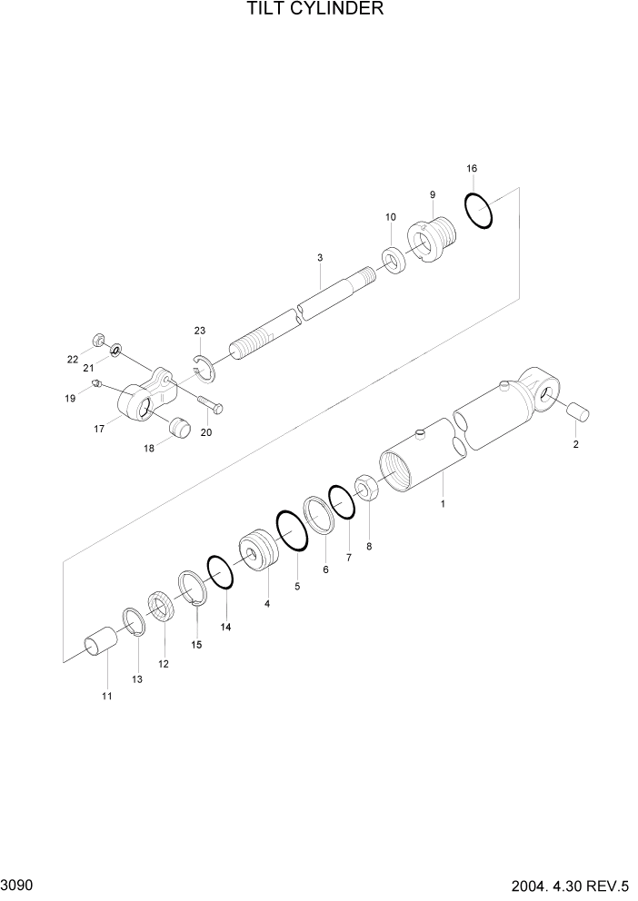 Схема запчастей Hyundai HLF15/HLF18-2 - PAGE 3090 TILT CYLINDER ГИДРАВЛИЧЕСКАЯ СИСТЕМА