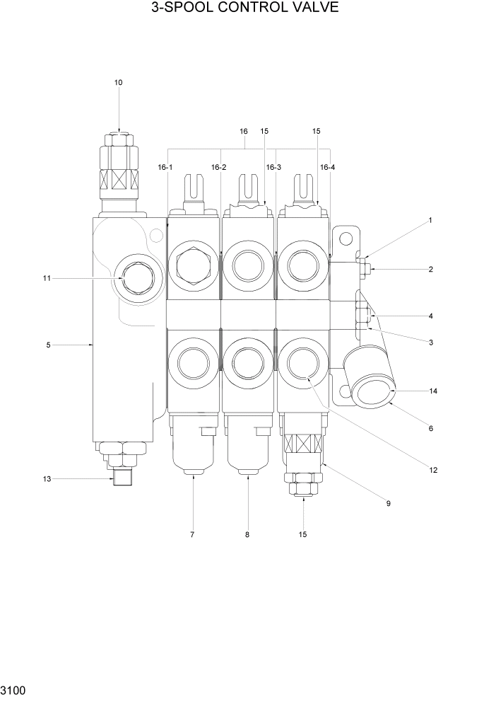 Схема запчастей Hyundai HLF15/HLF18-2 - PAGE 3100 3-SPOOL CONTROL VALVE ГИДРАВЛИЧЕСКАЯ СИСТЕМА