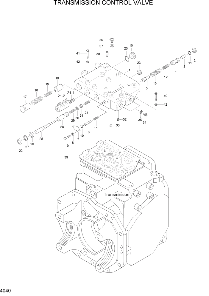 Схема запчастей Hyundai HLF15/HLF18-2 - PAGE 4040 TRANSMISSION CONTROL VALVE СИЛОВАЯ СИСТЕМА