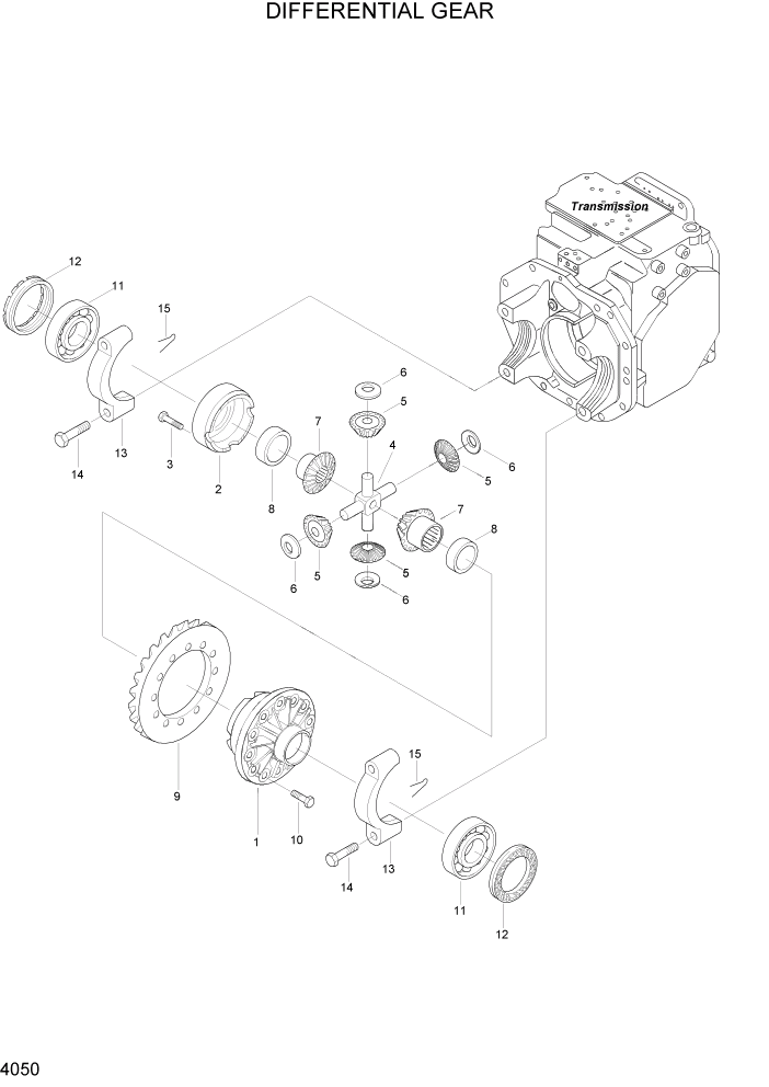 Схема запчастей Hyundai HLF15/HLF18-2 - PAGE 4050 DIFFERENTIAL GEAR СИЛОВАЯ СИСТЕМА