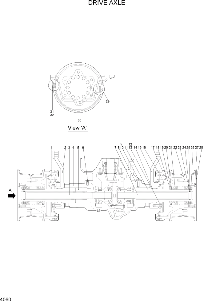 Схема запчастей Hyundai HLF15/HLF18-2 - PAGE 4060 DRIVE AXLE СИЛОВАЯ СИСТЕМА