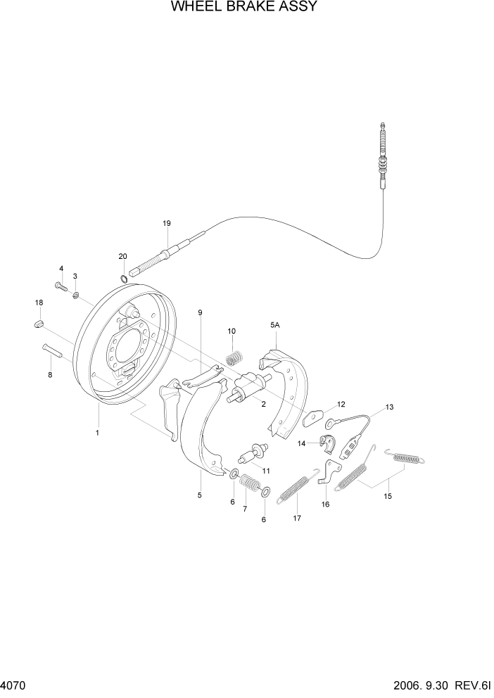 Схема запчастей Hyundai HLF15/HLF18-2 - PAGE 4070 WHEEL BRAKE ASSY СИЛОВАЯ СИСТЕМА