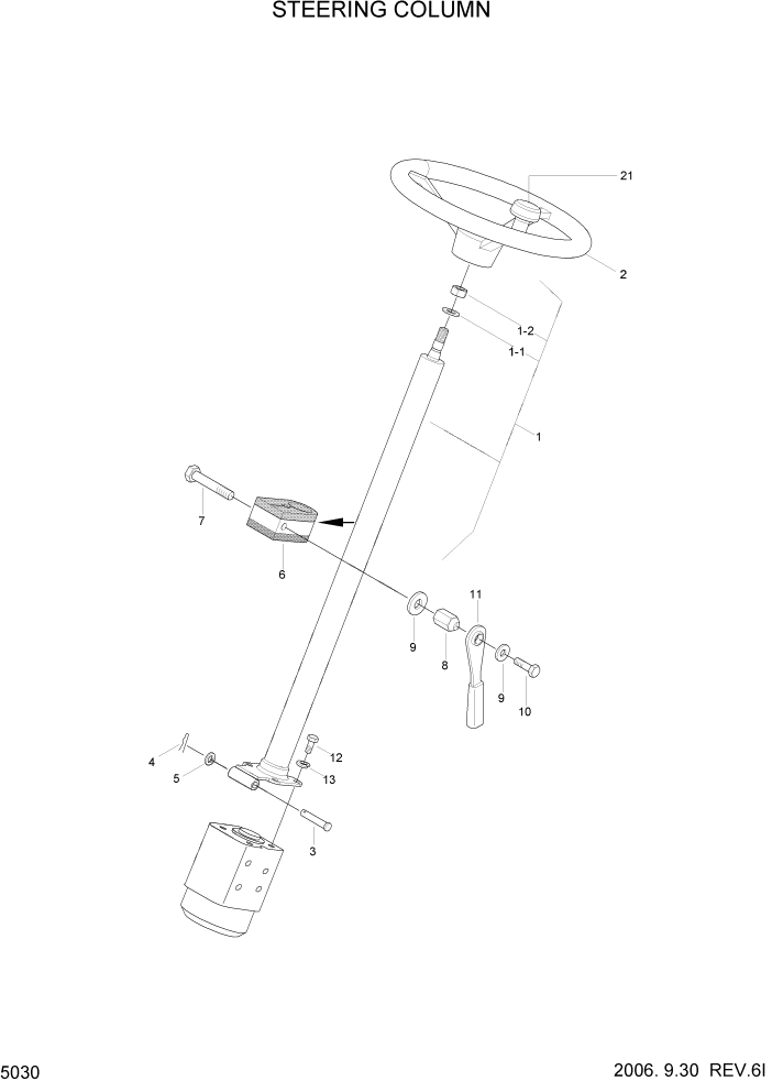 Схема запчастей Hyundai HLF15/HLF18-2 - PAGE 5030 STEERING COLUMN СИСТЕМА УПРАВЛЕНИЯ