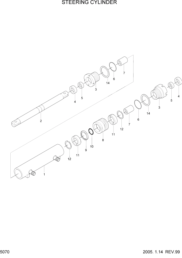 Схема запчастей Hyundai HLF15/HLF18-2 - PAGE 5070 STEERING CYLINDER СИСТЕМА УПРАВЛЕНИЯ