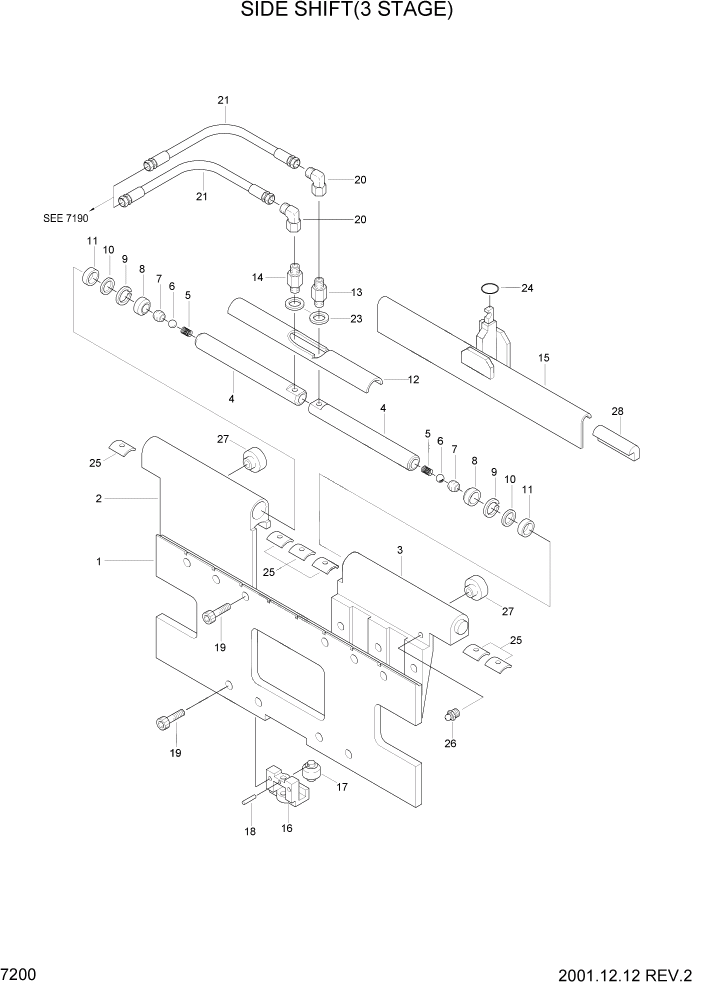 Схема запчастей Hyundai HLF15/HLF18-2 - PAGE 7200 SIDE SHIFT(3 STAGE) РАБОЧЕЕ ОБОРУДОВАНИЕ