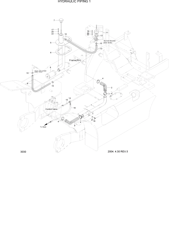 Схема запчастей Hyundai HLF20/HLF25/HLF30C-2 - PAGE 3030 HYDRAULIC PIPING 1 ГИДРАВЛИЧЕСКАЯ СИСТЕМА